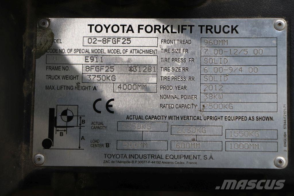 Toyota 02-8FGF25 LPG 지게차