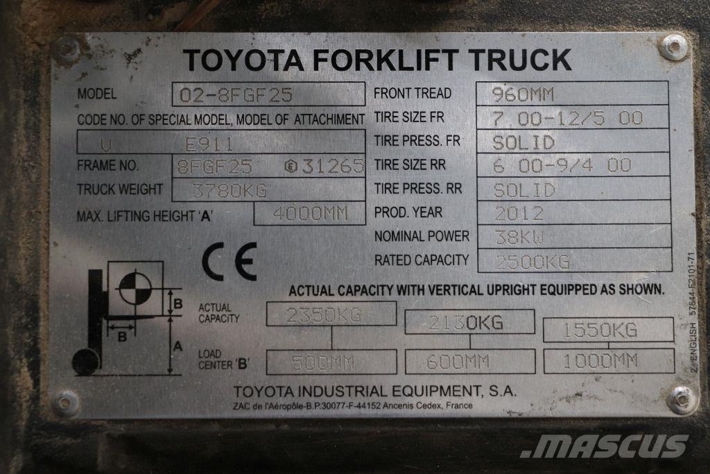 Toyota 02-8FGF25 LPG 지게차