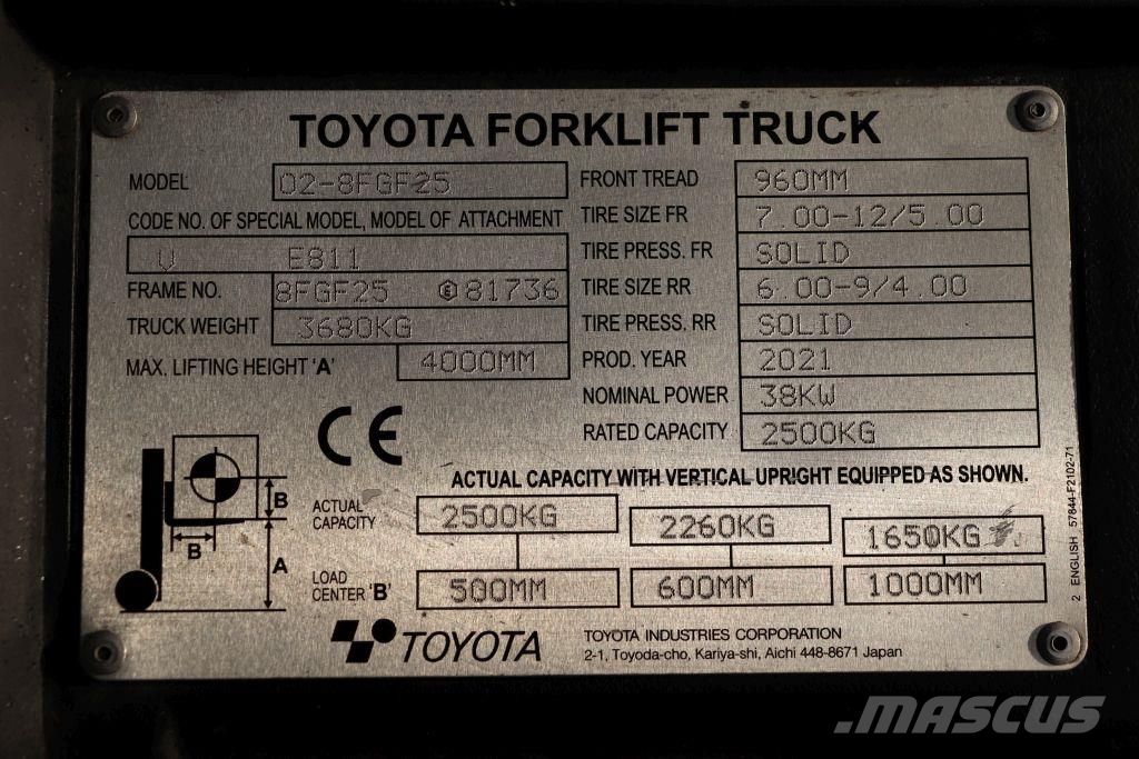 Toyota 02-8FGF25 LPG'li forkliftler