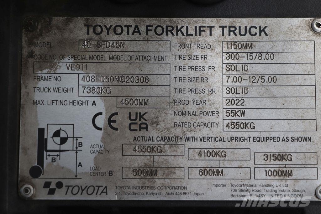Toyota 40-8FD45N Dīzeļa autoiekrāvēji