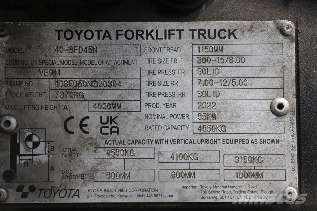 Toyota 40-8FD45N Dyzeliniai krautuvai