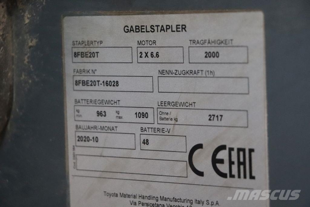 Toyota 8FBE20T Elektrische heftrucks