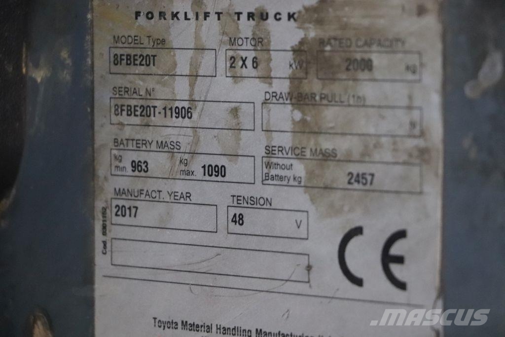 Toyota 8FBE20T Електрически вилични кари-повдигачи