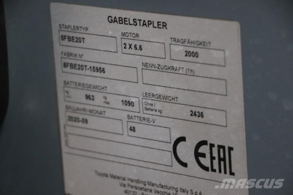 Toyota 8FBE20T Електрически вилични кари-повдигачи