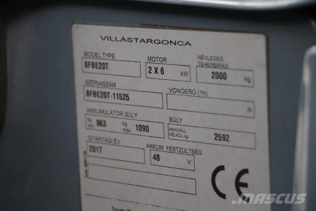 Toyota 8FBE20T Elektriniai šakiniai krautuvai