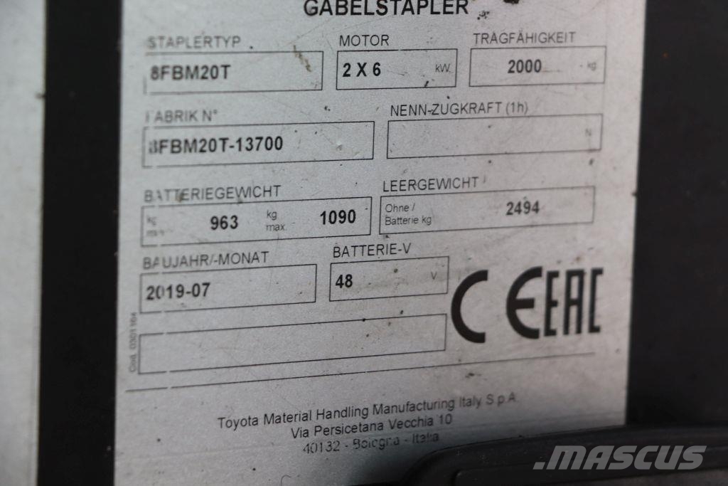 Toyota 8FBM20T Ηλεκτρικά περονοφόρα ανυψωτικά κλαρκ