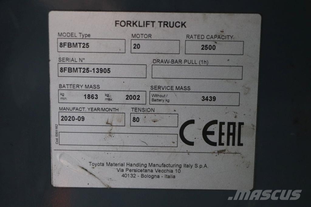 Toyota 8FBMT25 Електрически вилични кари-повдигачи