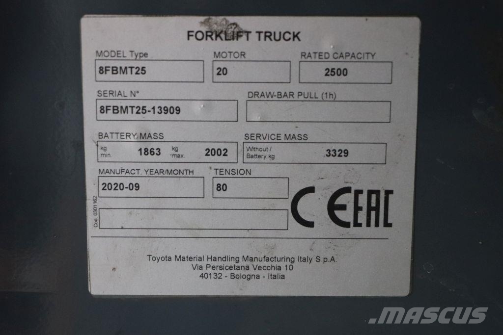 Toyota 8FBMT25 Електрически вилични кари-повдигачи