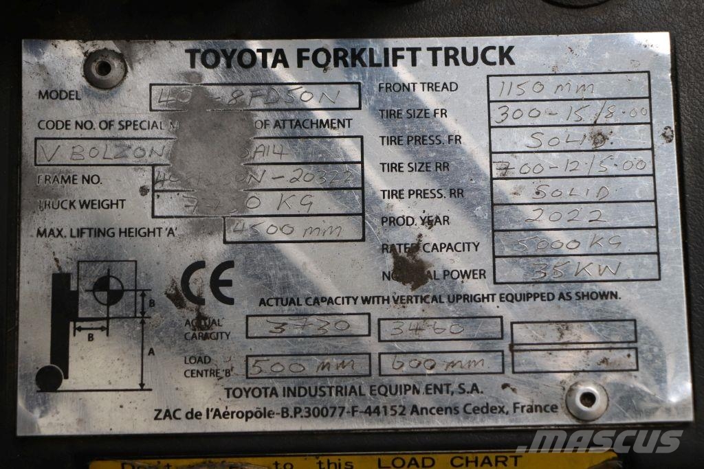 Toyota 8FD50N 디젤 지게차