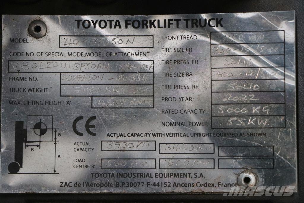 Toyota 8FD50N 디젤 지게차