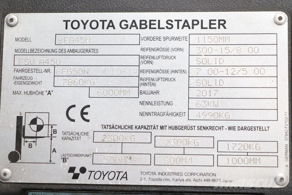 Toyota 8FG45N LPG heftrucks