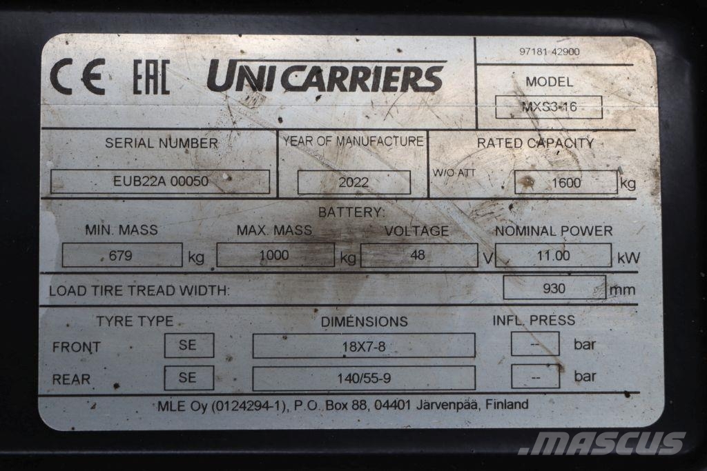 UniCarriers MXS3-16 Elektriske trucker