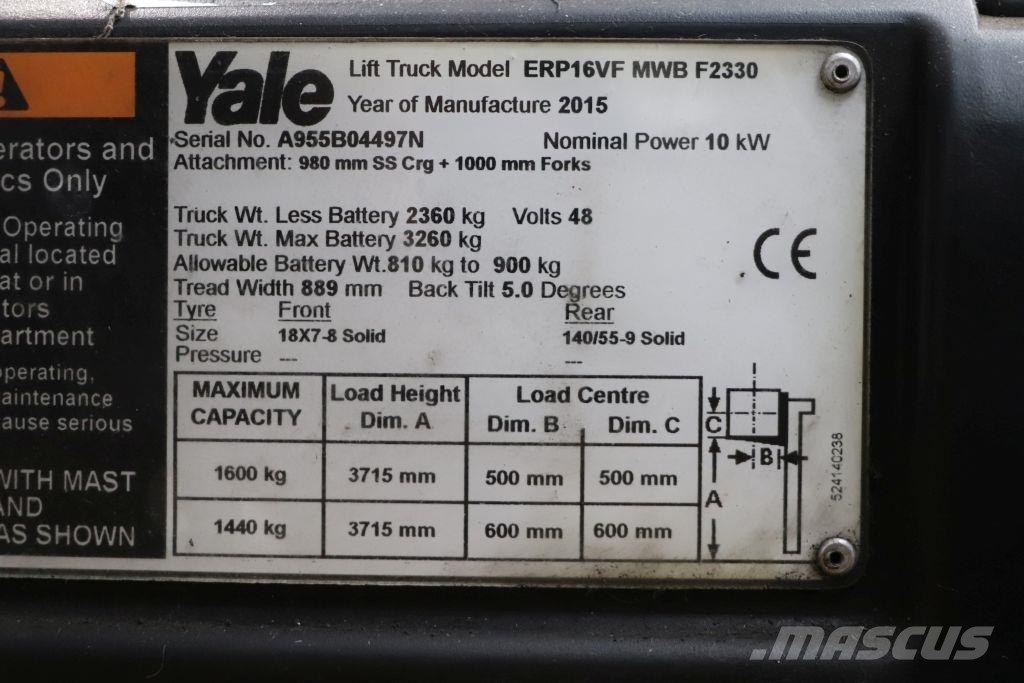 Yale ERP16VF Elektriskie autoiekrāvēji