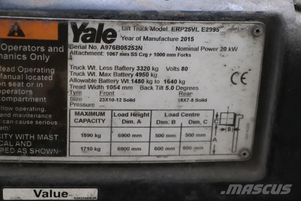 Yale ERP25VL شاحنات ذات رافعات شوكية تعمل بالكهرباء
