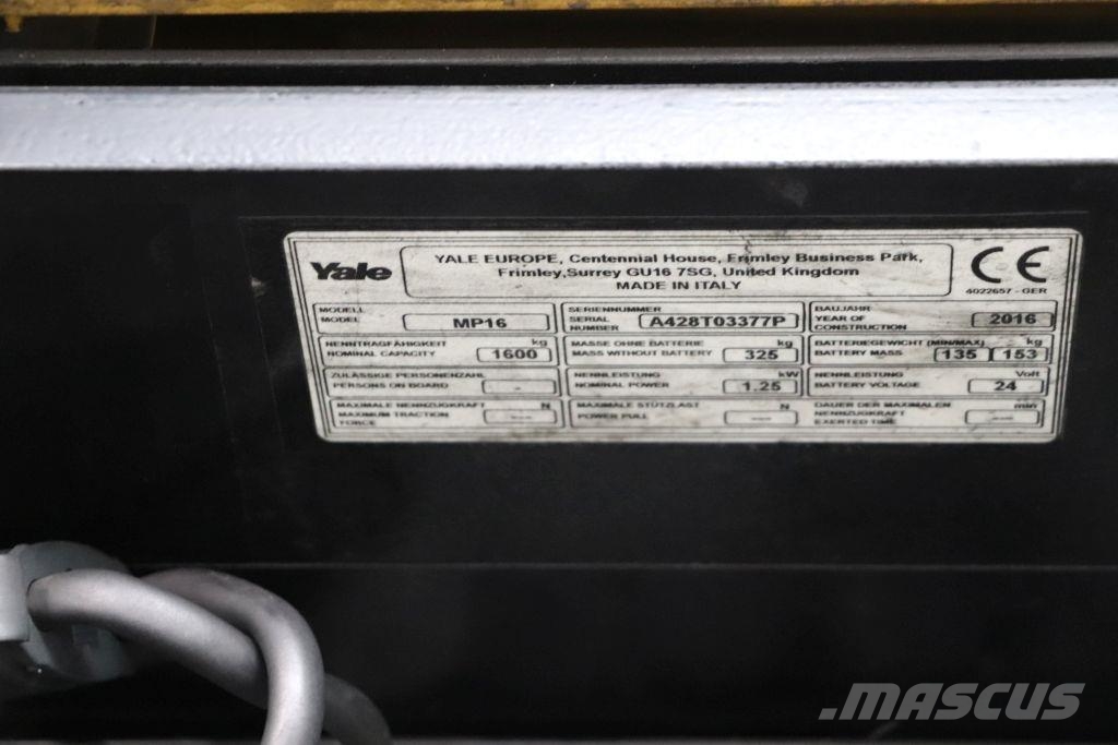 Yale MP16 معدات الرفع منخفض المستوى