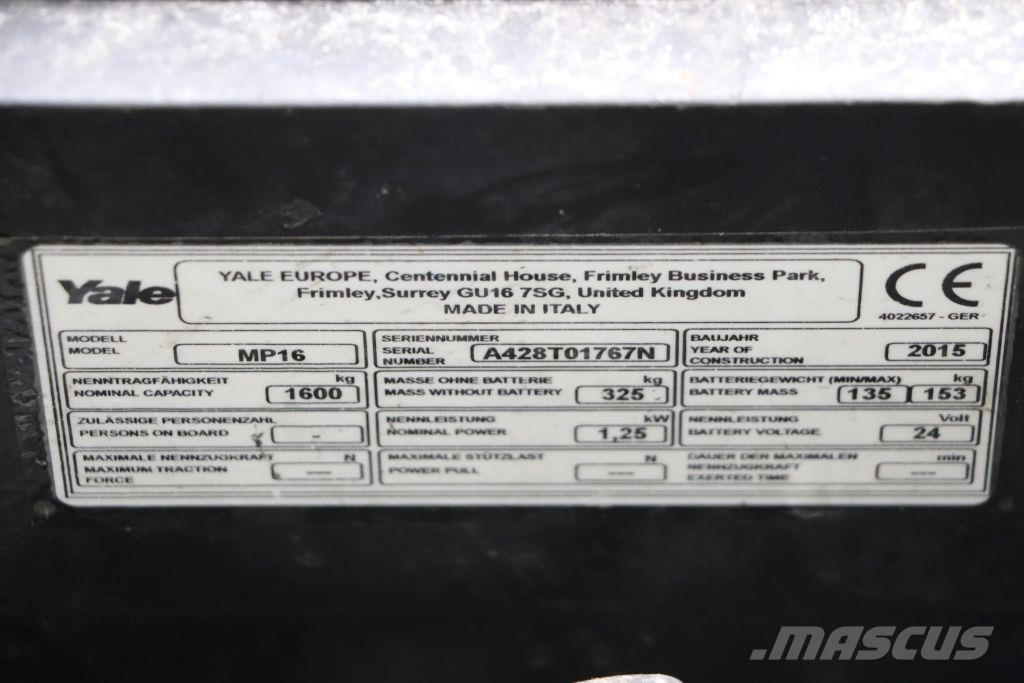 Yale MP16 Lavansiirtotrukit