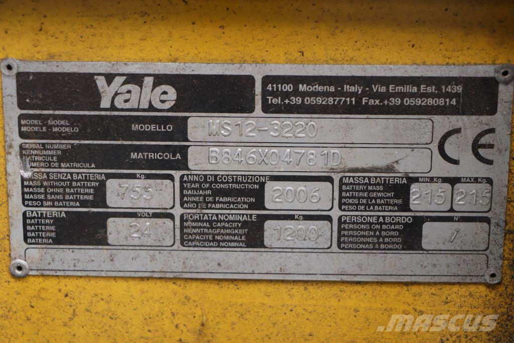 Yale MS12 Käyden ajettavat pinoamistrukit