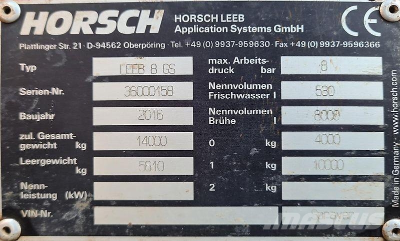 Horsch 8 GS Pulverizadores rebocados