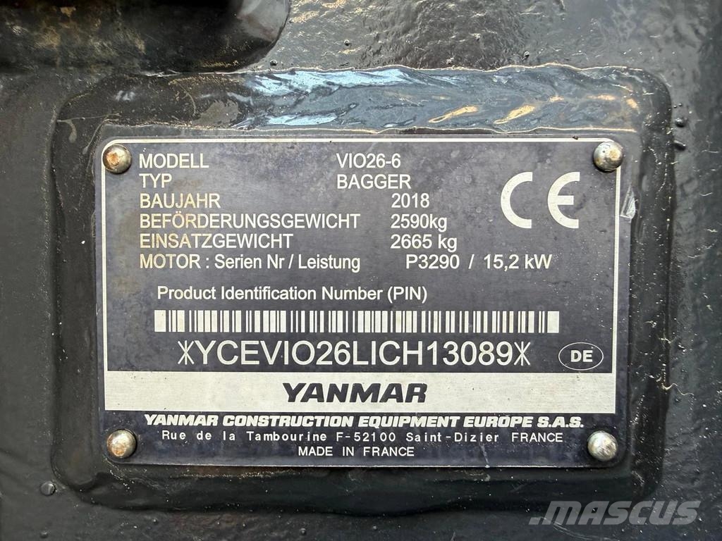 Yanmar Vio26-6 حفارات صغيرة أقل من 7 طن (حفارات صغيرة)
