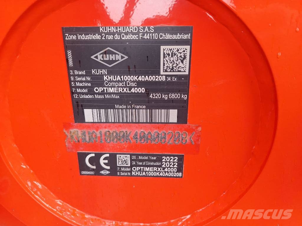 Kuhn Optimer XL 4000 Grades de discos