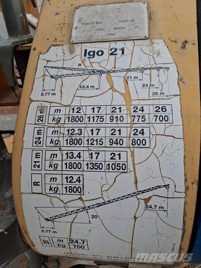 Potain Igo 21 Önszerelő toronydaruk