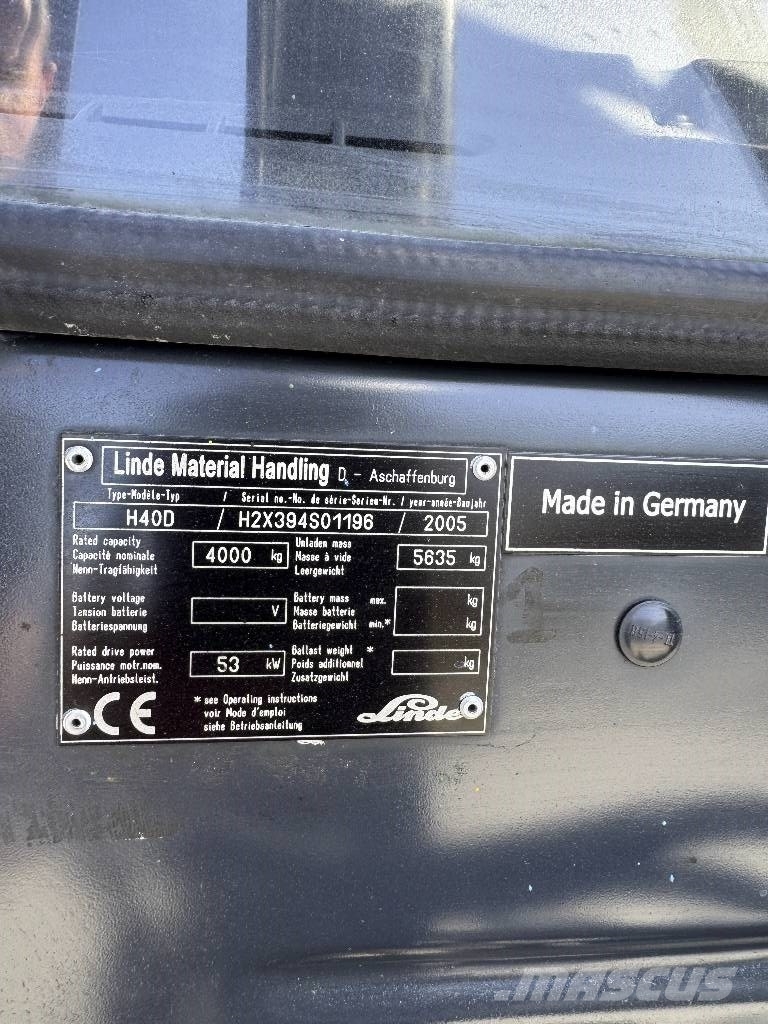 Linde H 40 D Zinkengabel Seitenschieber Dīzeļa autoiekrāvēji