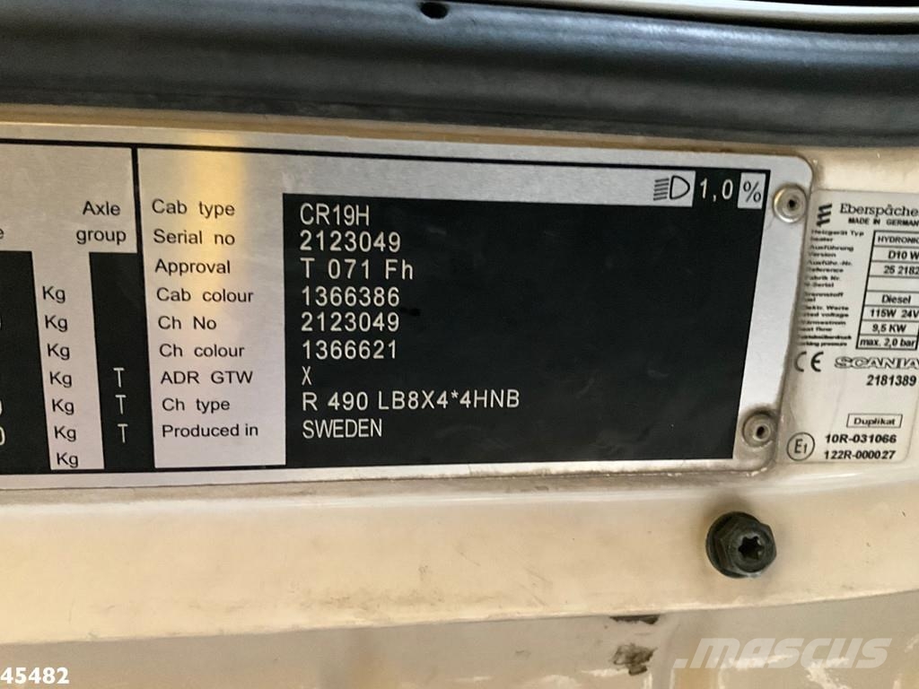 Scania R 490 8x4 Euro 6 Retarder HMF 60 Tonmeter laadkraa Visurgājēji celtņi