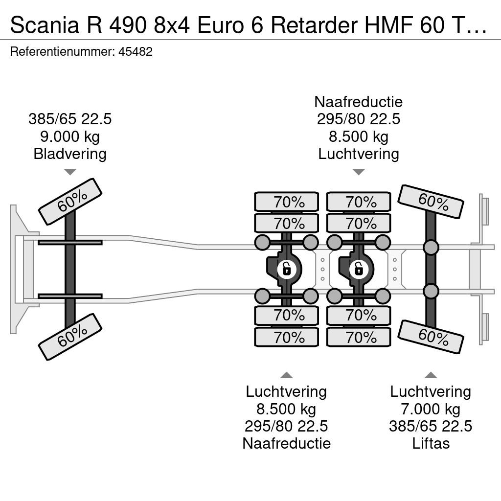 Scania R 490 8x4 Euro 6 Retarder HMF 60 Tonmeter laadkraa Visurgājēji celtņi