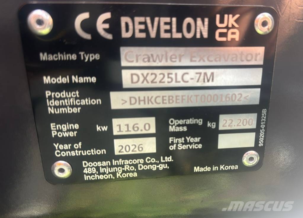 Doosan DX 225 LC-7M Crawler excavators