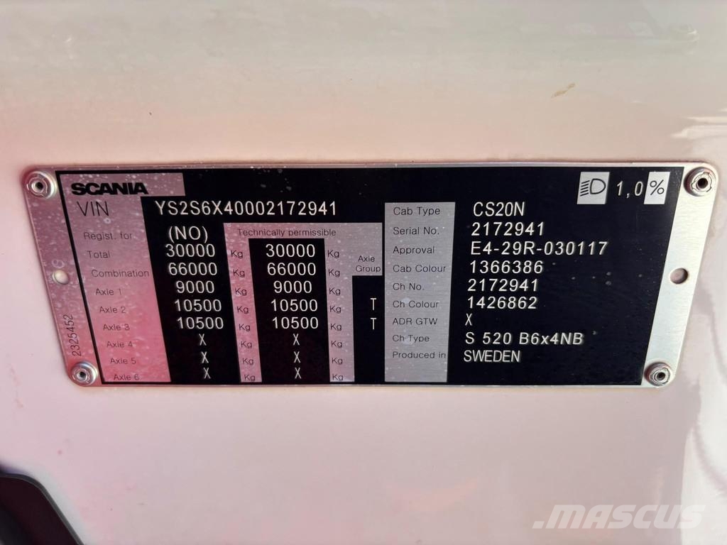 Scania S 520 6x4 ADBLUE PROGRAMMED OFF ! / RETARDER Kokvedēji