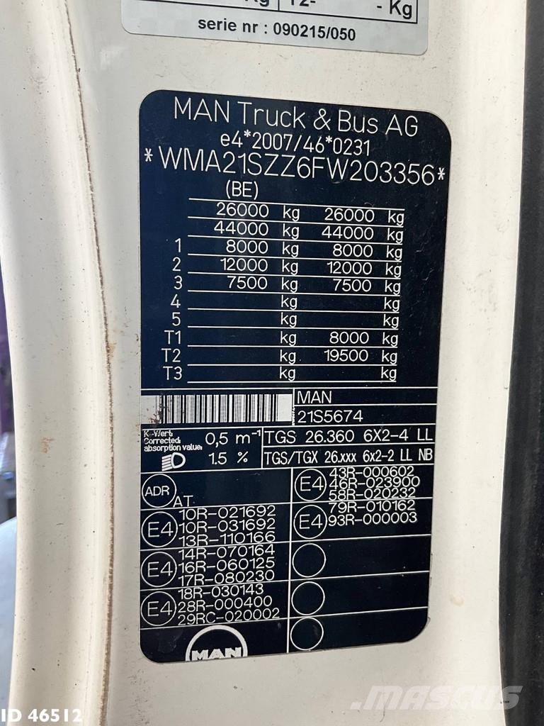 MAN TGS 26.360 Euro 6 Hiab 18 Tonmeter laadkraan Just شاحنات قلابة