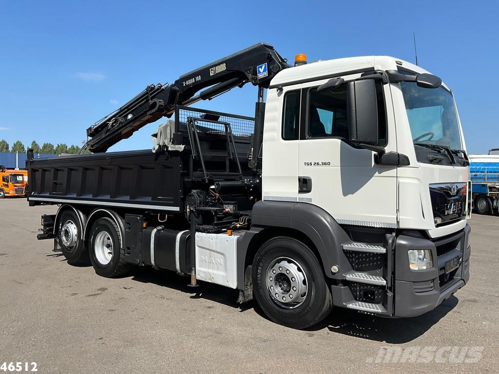 MAN TGS 26.360 Euro 6 Hiab 18 Tonmeter laadkraan Just شاحنات قلابة