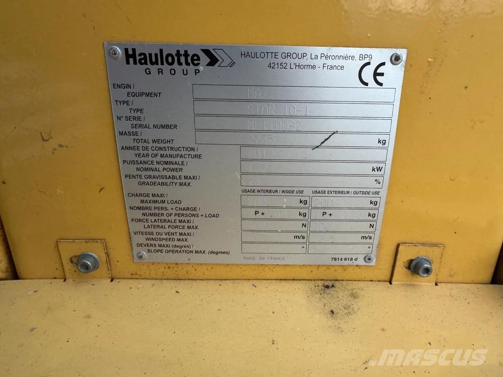Haulotte Star 10 Hoogwerker Masthoogwerker (2012) Teleskopické plošiny