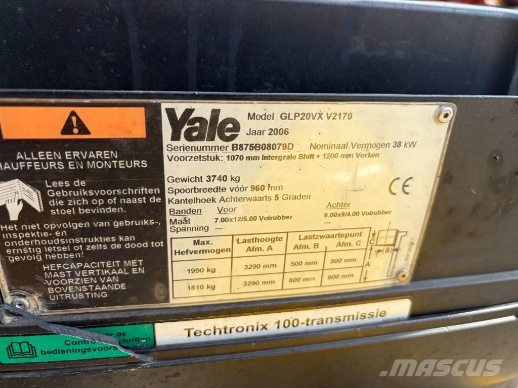Yale GLP20 VX LPG heftruck LPG (dujiniai) krautuvai