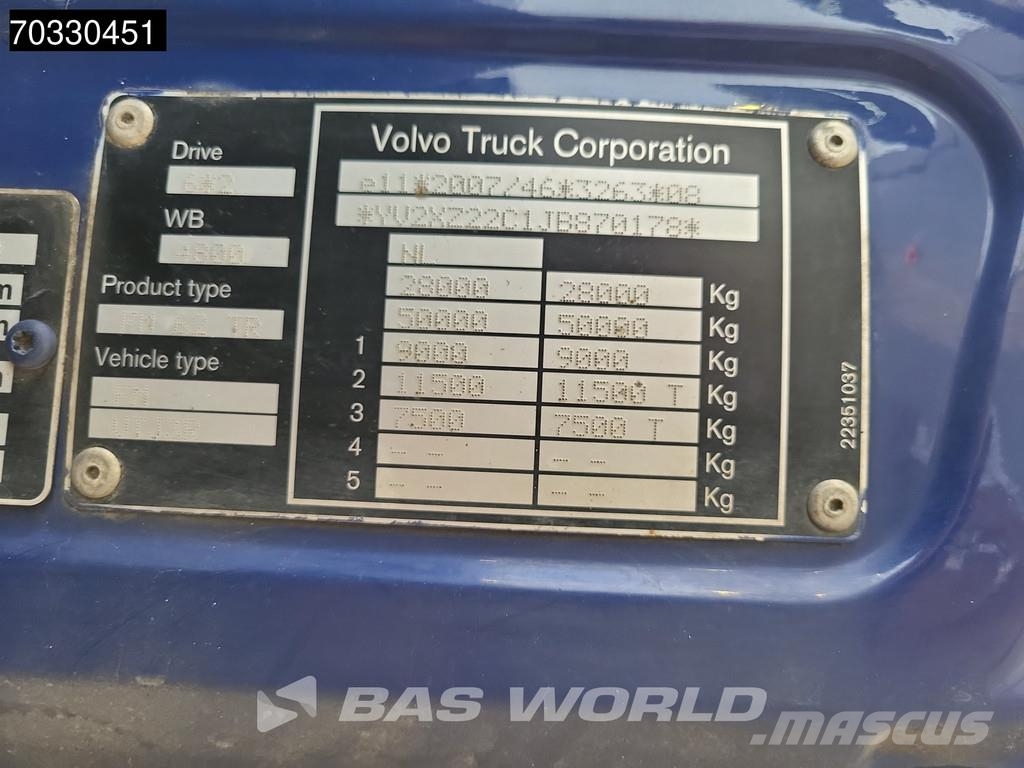 Volvo FM 410 6X2 DayCab Lift+Steering Axle VDL Hook Euro Camiones elevadores de gancho