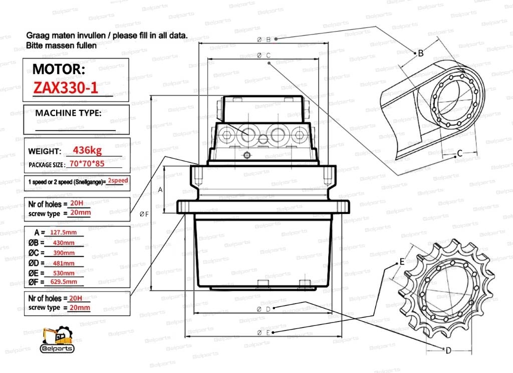 Hitachi ZAXIS330 ZAXIS330LC ZX330-1 Excavator Final Drive Transmission