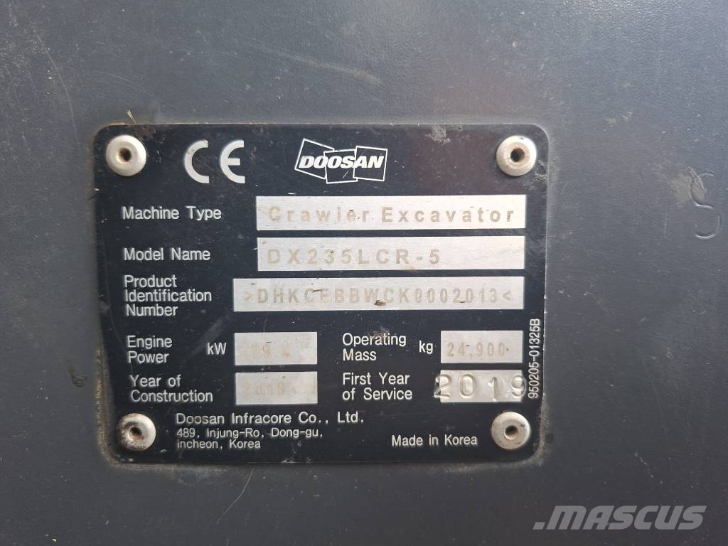 Doosan DX 235 LCR-5 Rupsgraafmachines