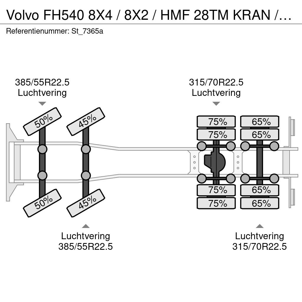Volvo FH540 8X4 / 8X2 / HMF 28TM KRAN / CRANE / OPRIJ- M Automobiliniai kranai