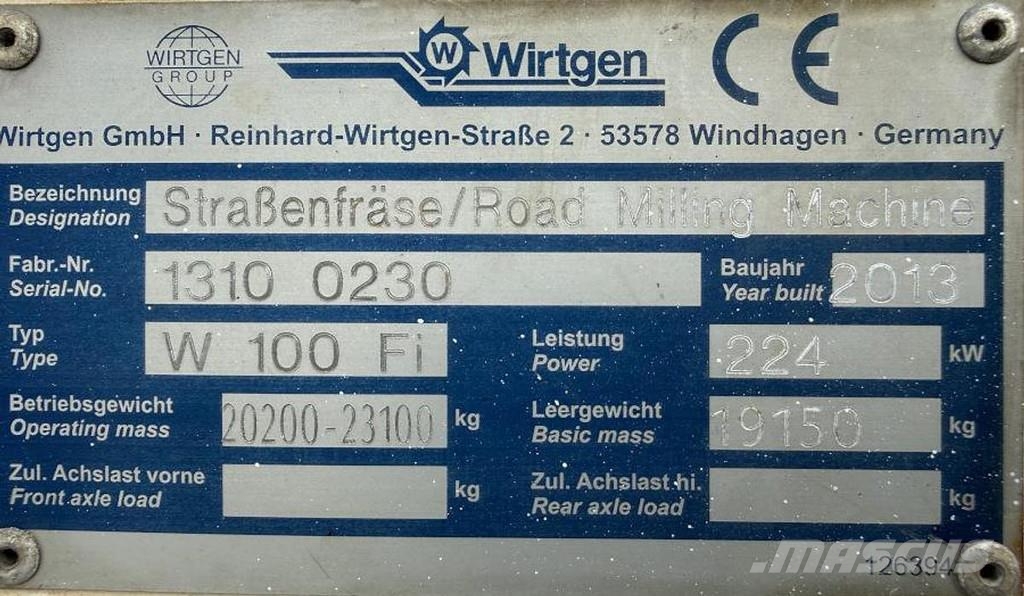 Wirtgen W 100Fi Asfaldi külmfreesimise masinad