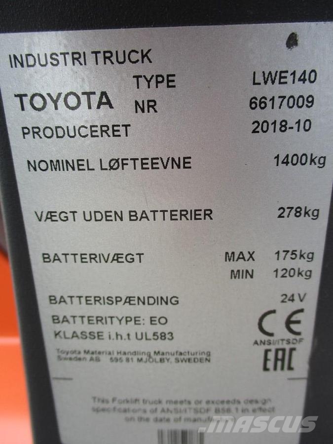 Toyota LWE140 Wózki widłowe unoszące
