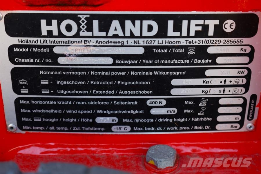Holland Lift Ecostar HL-7810 Electric, 10m Working Height, 450k Nůžková zvedací plošina