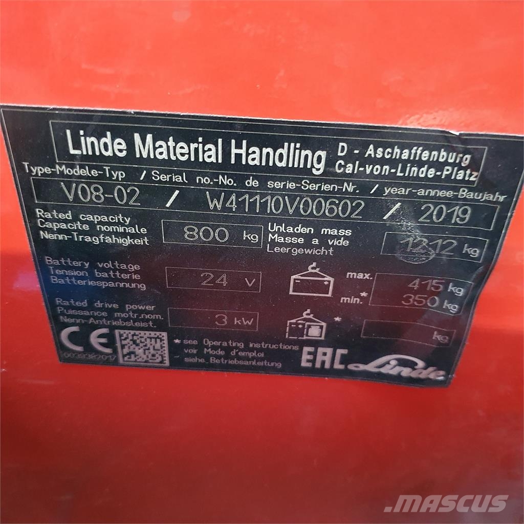 Linde V08-02 Visokodvižni komisionirni viličar