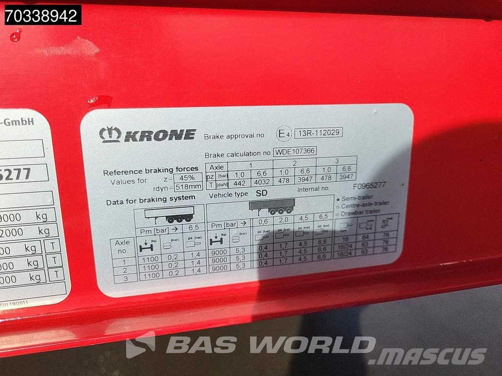 Krone SD Lift Axle MOT 01/27 Tents puspiekabes