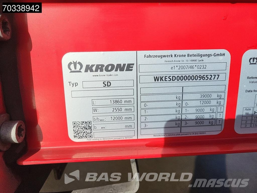 Krone SD Lift Axle MOT 01/27 Tents puspiekabes