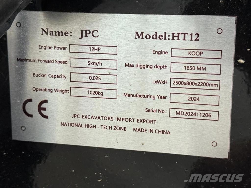 JPC HT12 NEW AND UNUSED! Εκσκαφάκι (διαβολάκι) < 7t
