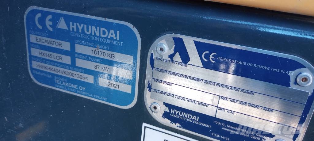 Hyundai HX 145 LCR Vikšriniai ekskavatoriai