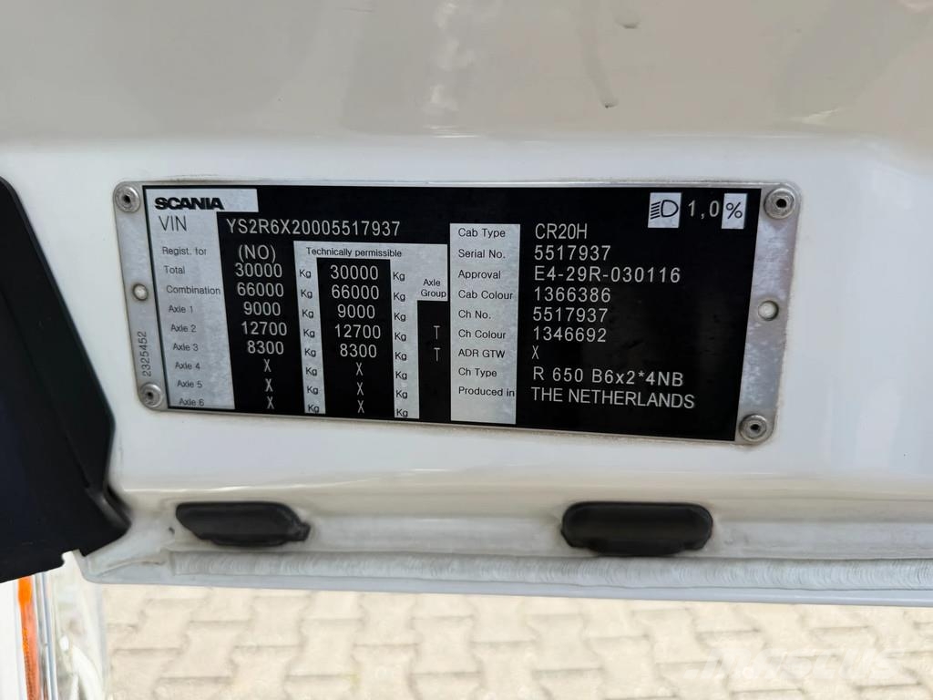 Scania R650 V8 6x2*4 Retarder Full Air 4.35 WB Euro 6 새시 운전실 트럭