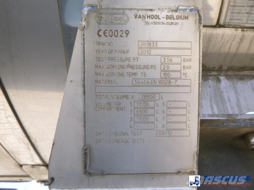 Van Hool Food tank inox 28.5 m3 / 3 comp Semirremolques cisterna