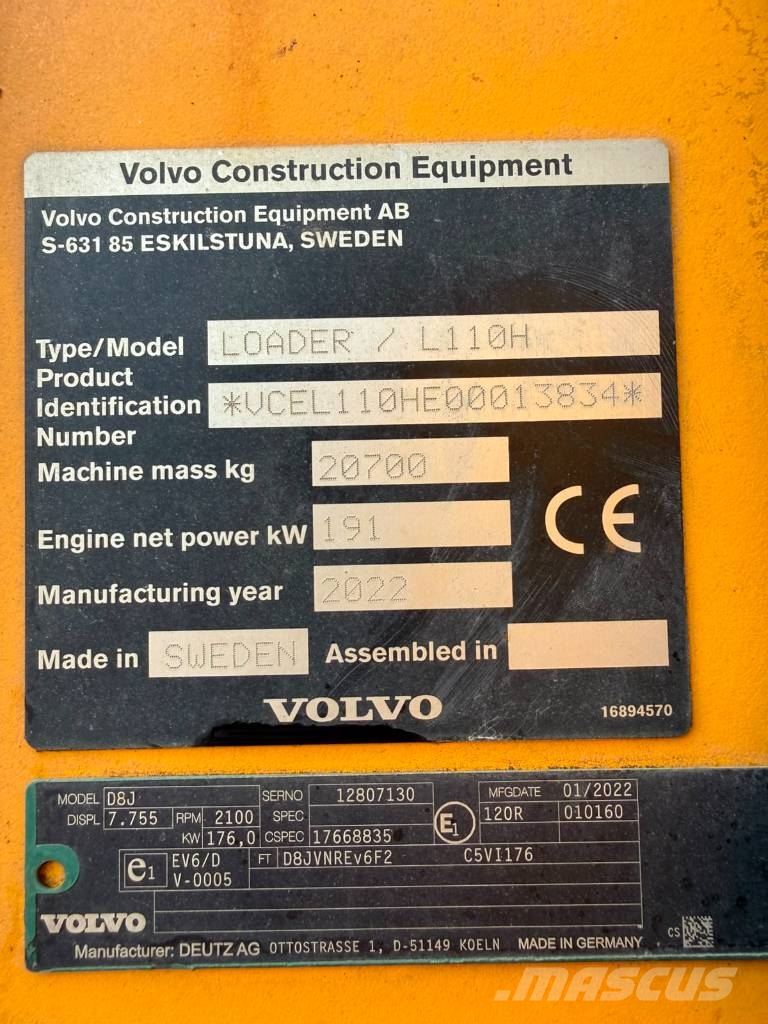 Volvo L 110 H // BJ. 2022 / 7466H/ZSA/Hochkippschaufel Wheel loaders