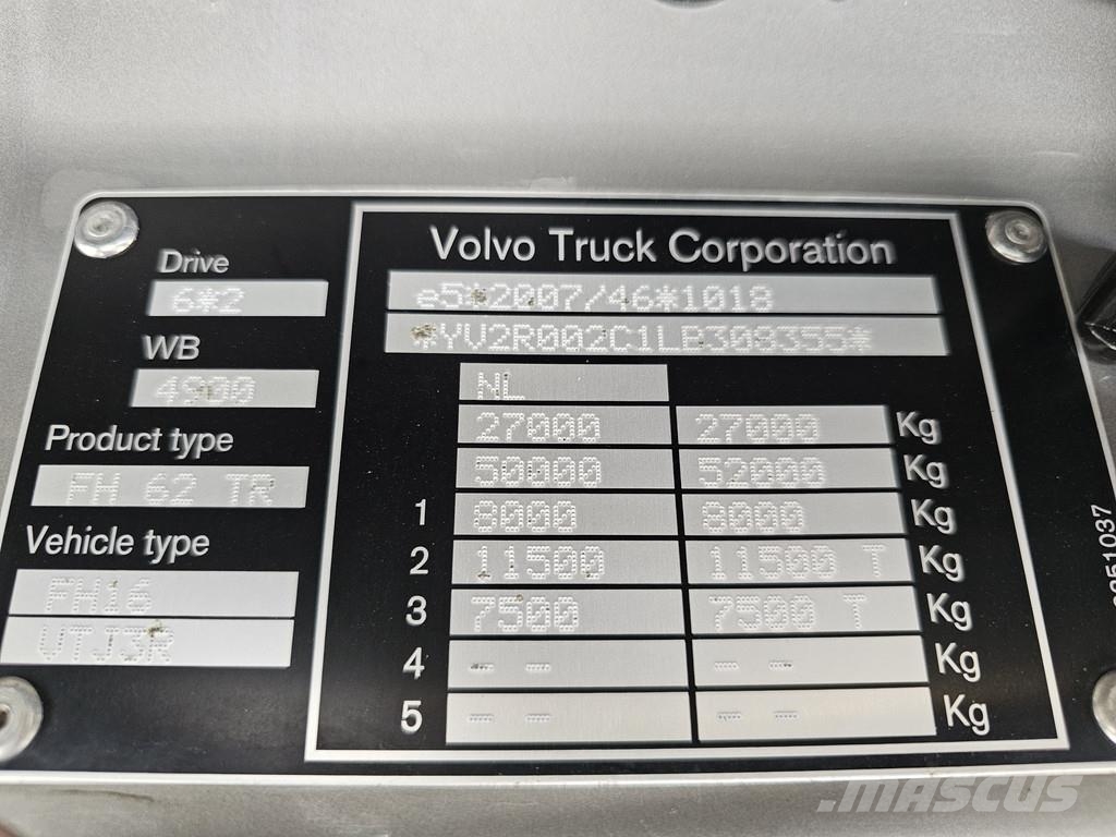 Volvo FH 16.650 6x2 / VEB / CHASSIS شاحنات بمقصورة وهيكل